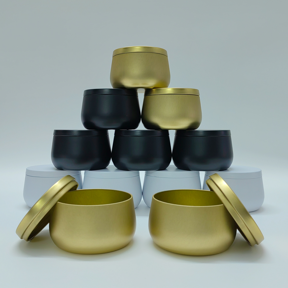 Black Tin Candle - 12pcs 8oz White Black Gold Metal