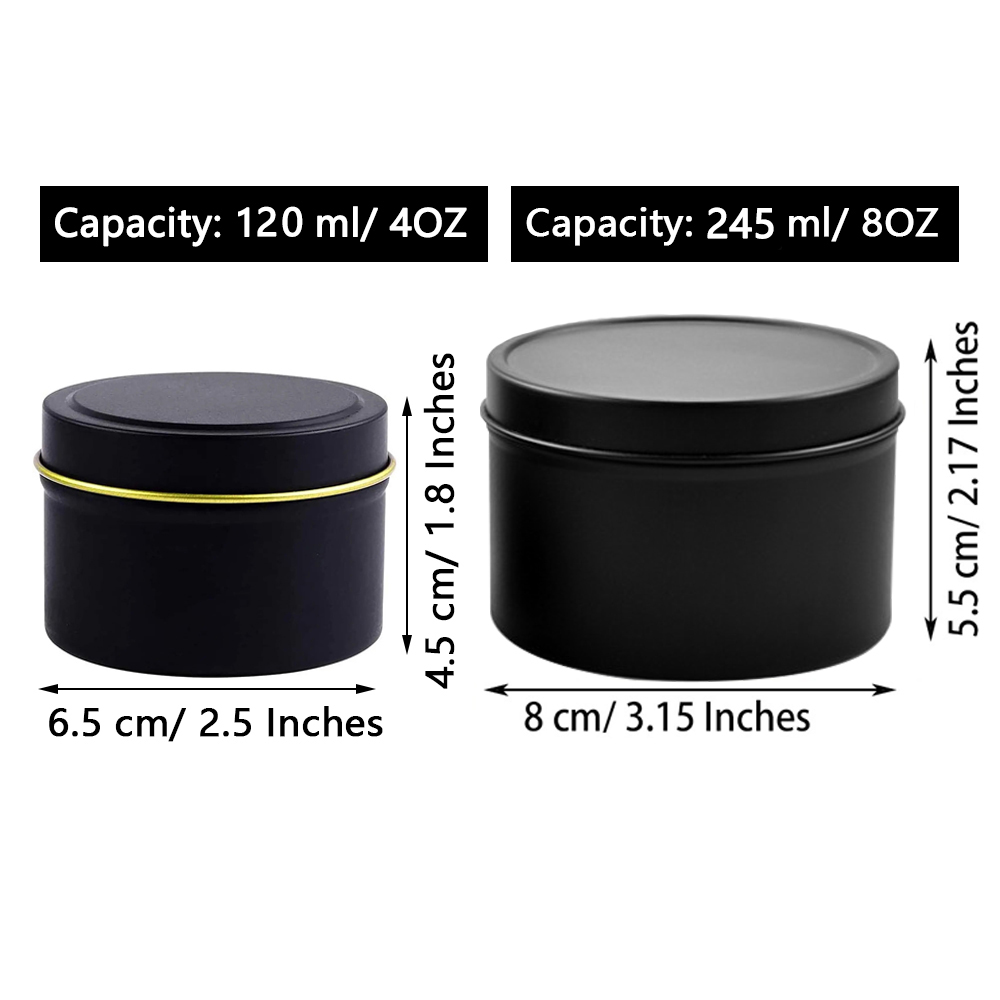 4oz/ 8oz Candle tins with lids - Black Tin Candle review and price